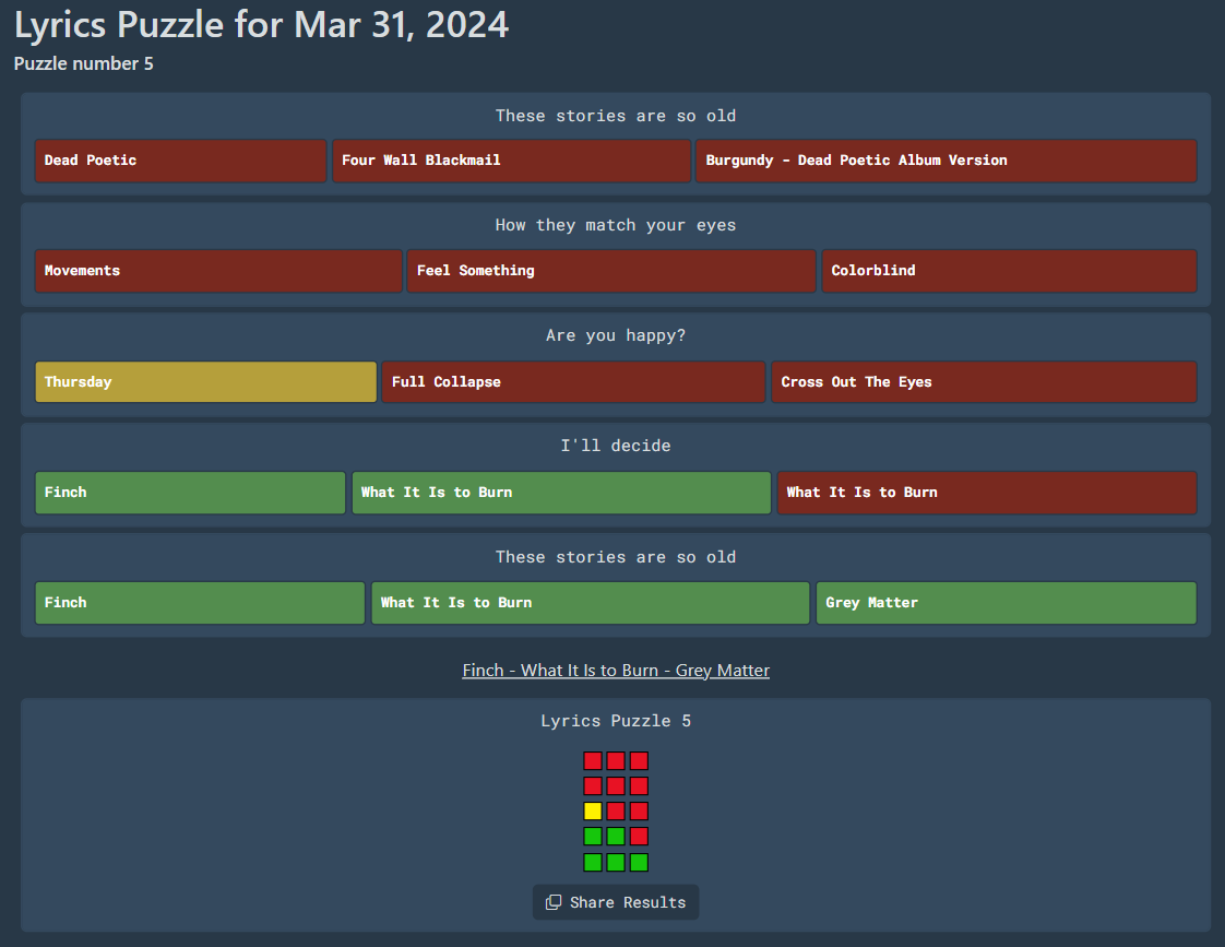 Daily Lyrics Puzzle